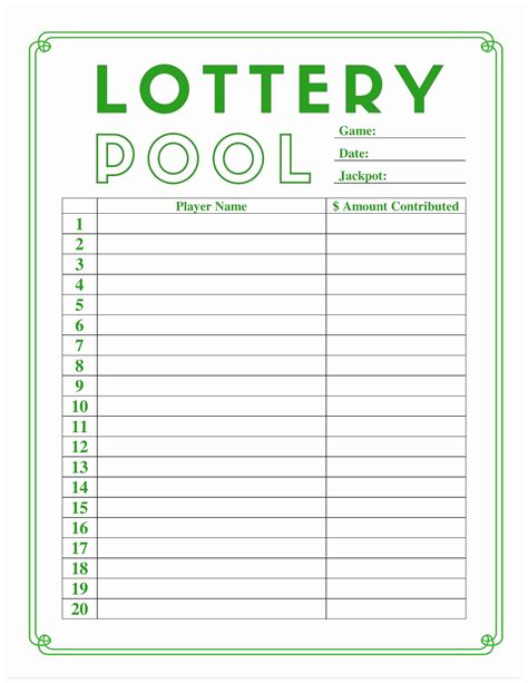 Lottery Pool Spreadsheet Template